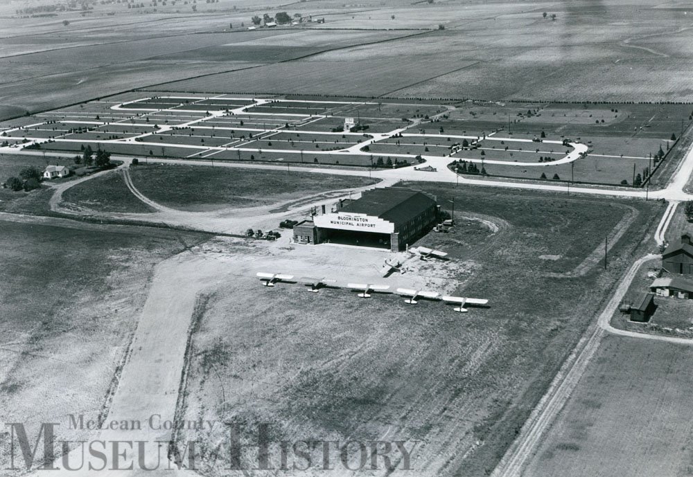 Aerial view of Bloomington Airport, 1941.