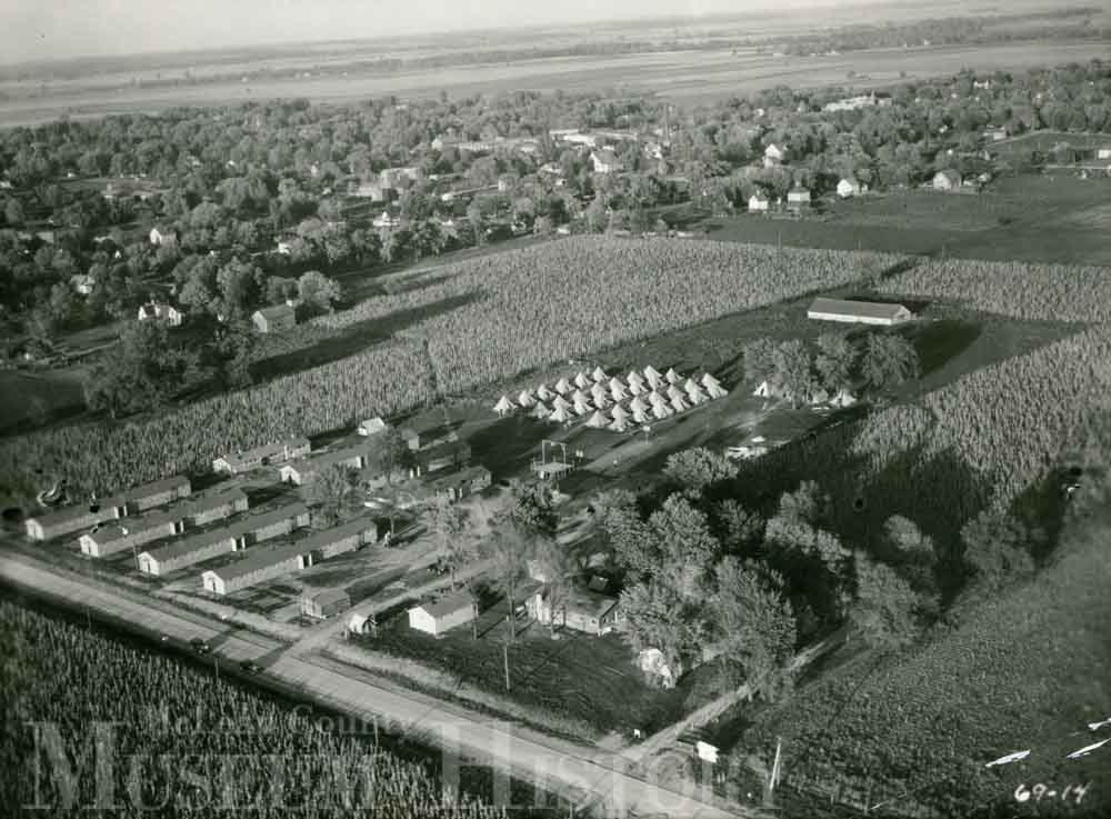 Aerial photo of LeRoy CCC camps, 1934.