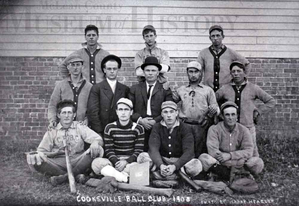 Young men in a baseball club, 1908.
