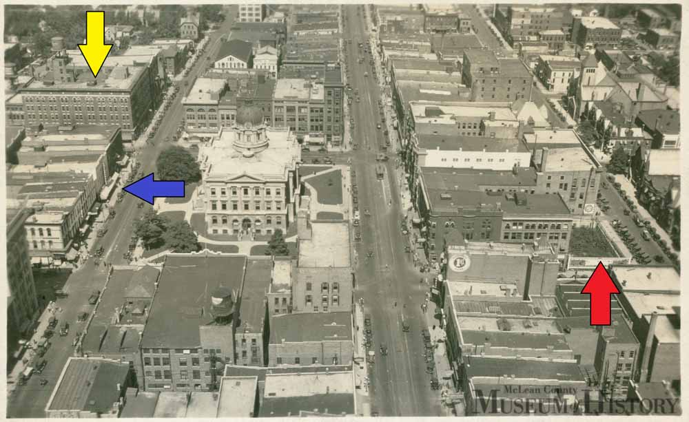Aerial view of downtown Bloomington, undated.