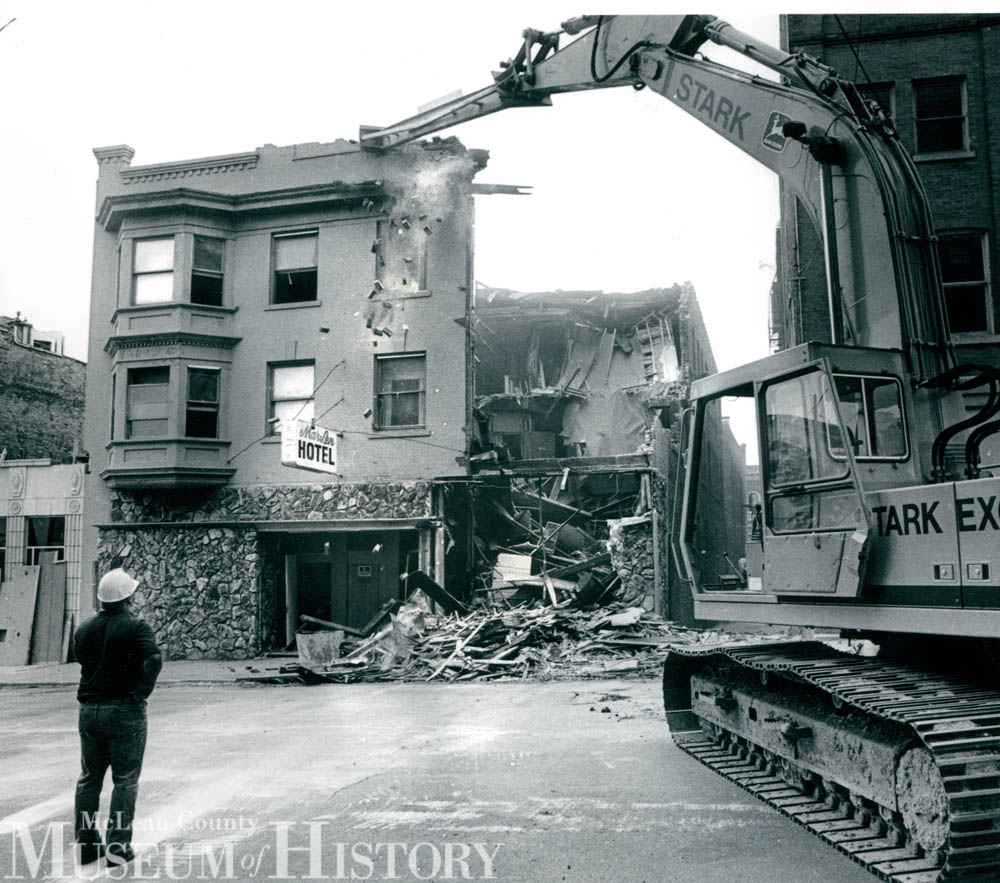 Demolition of Mar-Len Hotel, 1988.