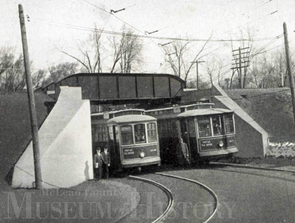 Subway streetcars in Normal, 1912.