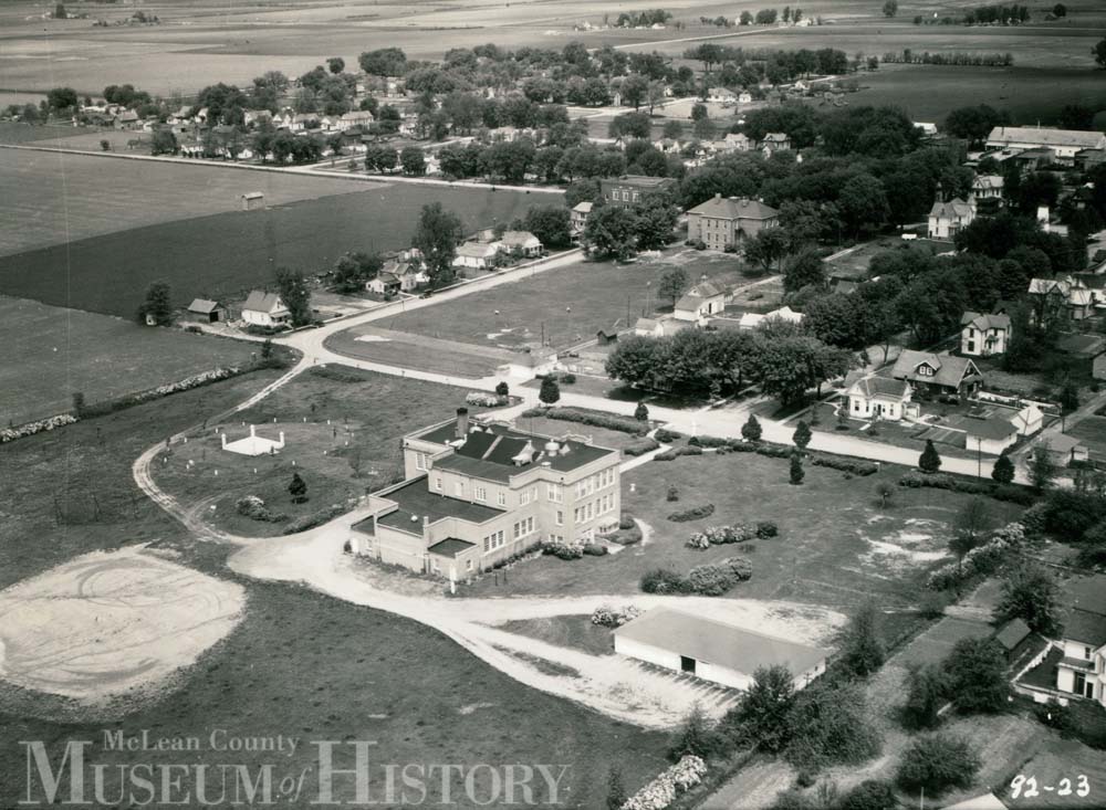 Aerial view of Stanford High School, 1936.